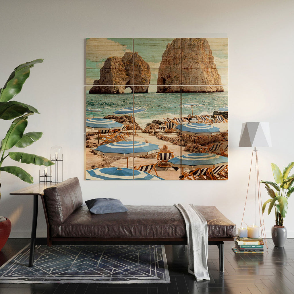 Gal Design La Fontelina Beach Wood Wall Mural
