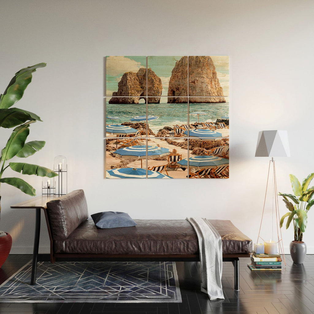 Gal Design La Fontelina Beach Wood Wall Mural