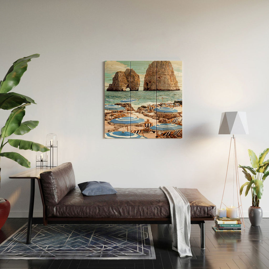 Gal Design La Fontelina Beach Wood Wall Mural
