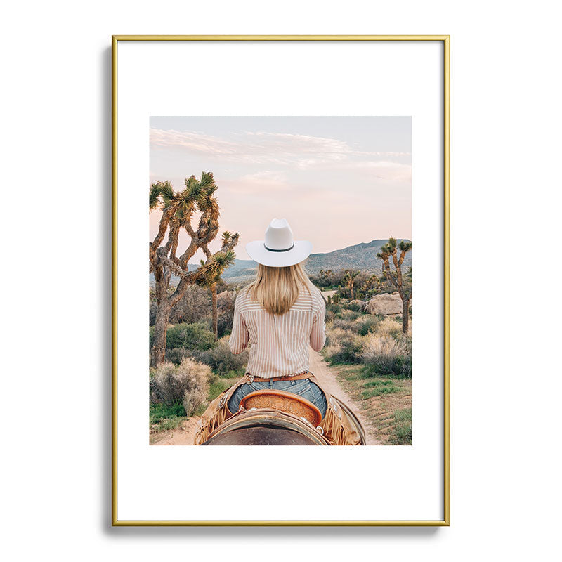 Gal Design The Desert Cowgirl Metal Framed Art Print