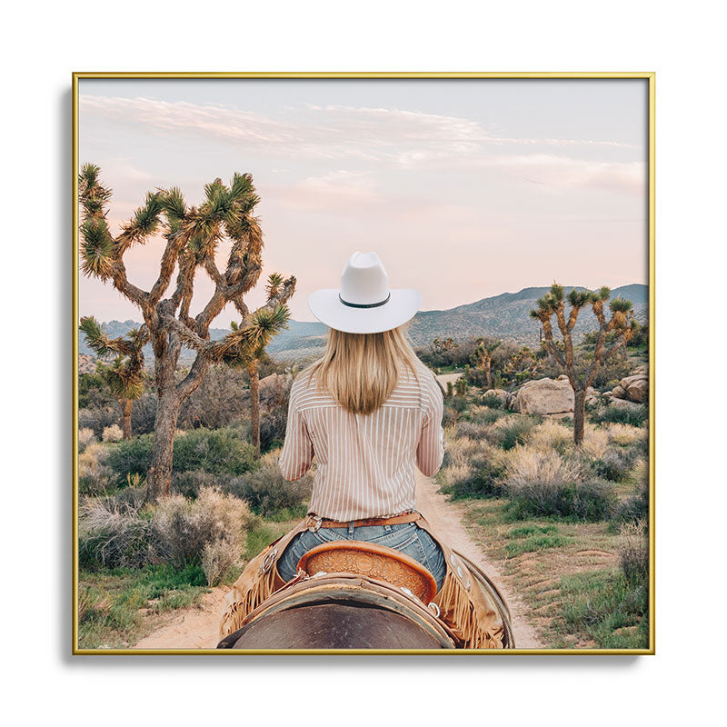 Gal Design The Desert Cowgirl Square Metal Framed Art Print