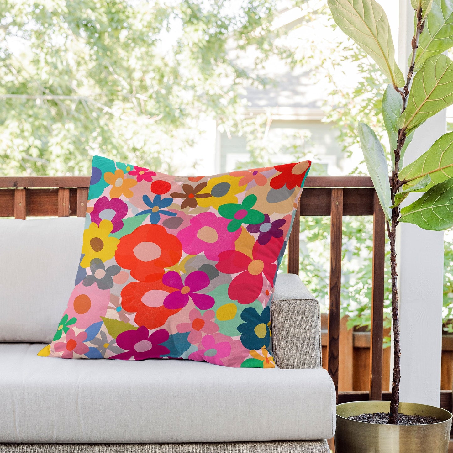 Garima Dhawan garden 3 Outdoor Throw Pillow