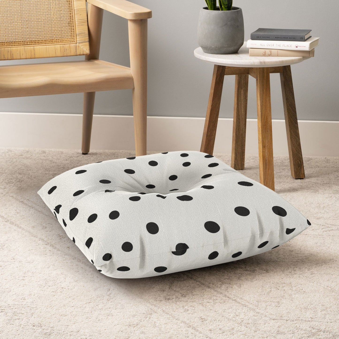 Garima Dhawan Vintage Dots Black Floor Pillow Square