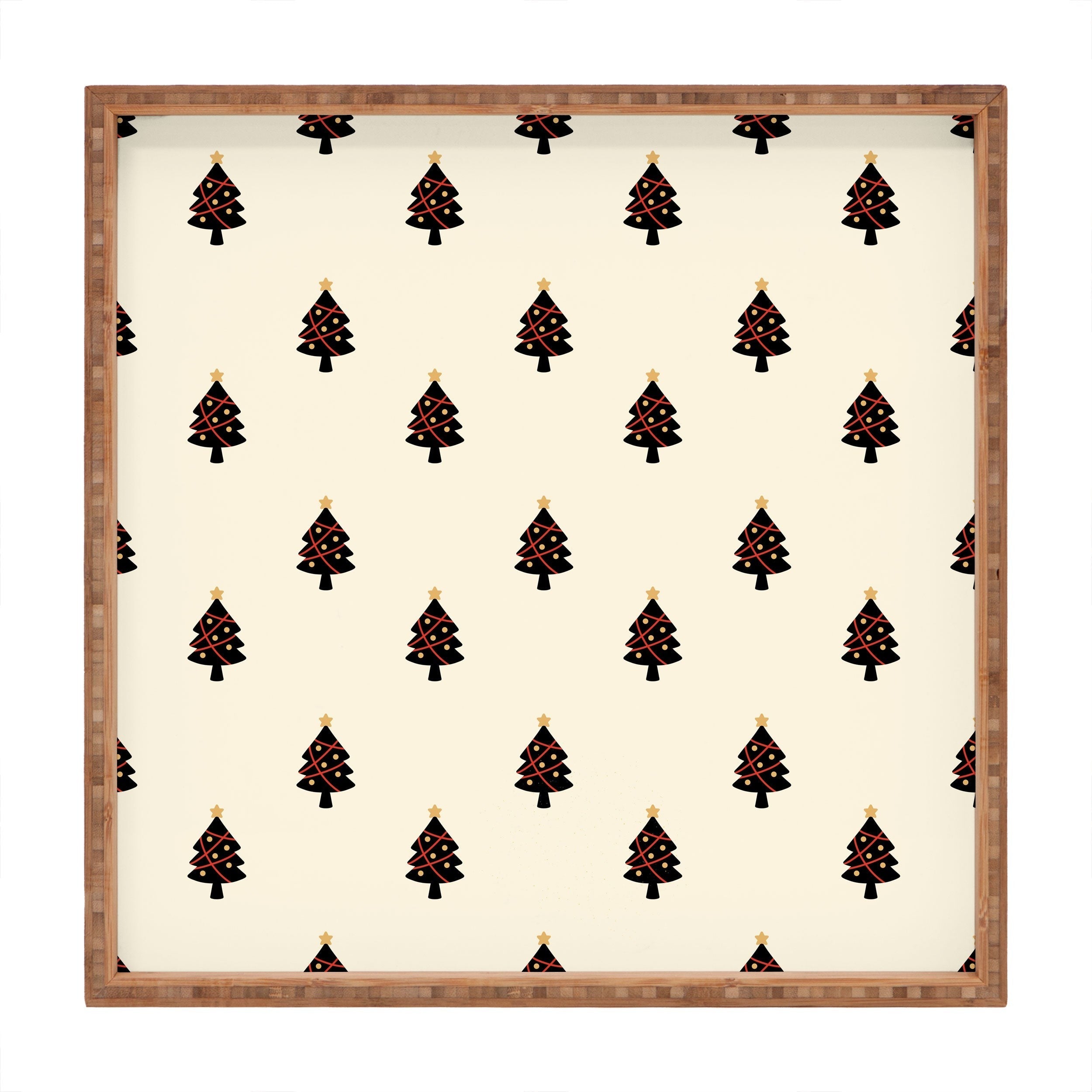 Design by Spark Black And Gold Christmas Tree Square Tray