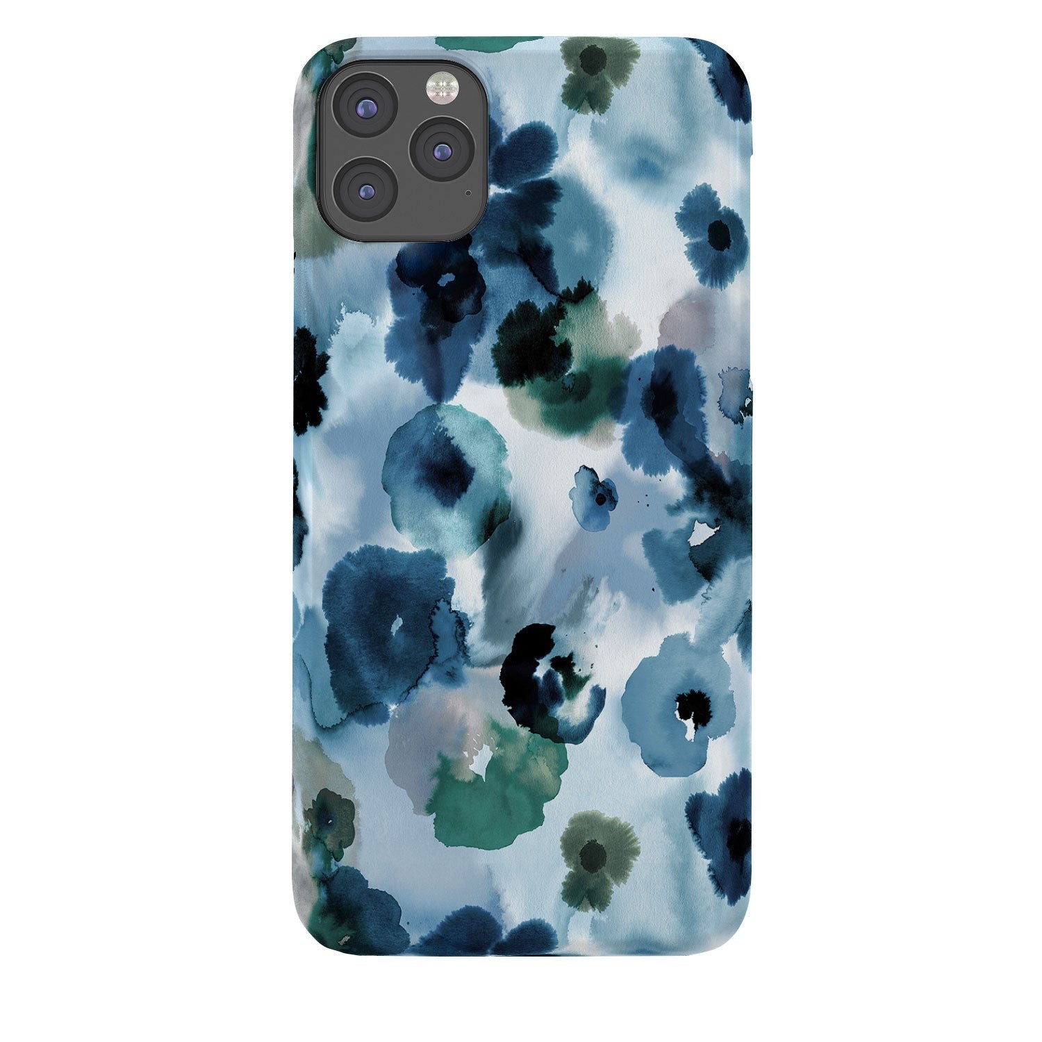 Ninola Design Botanic Retreat Ombre Abstract Watercolor Flowers Blue Navy Phone Case