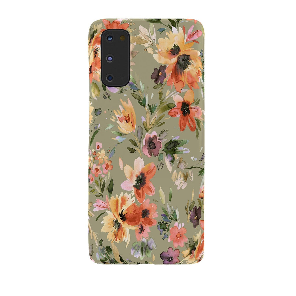 Ninola Design Botanic Retreat Painterly Tropical Flowers Sage Green Phone Case