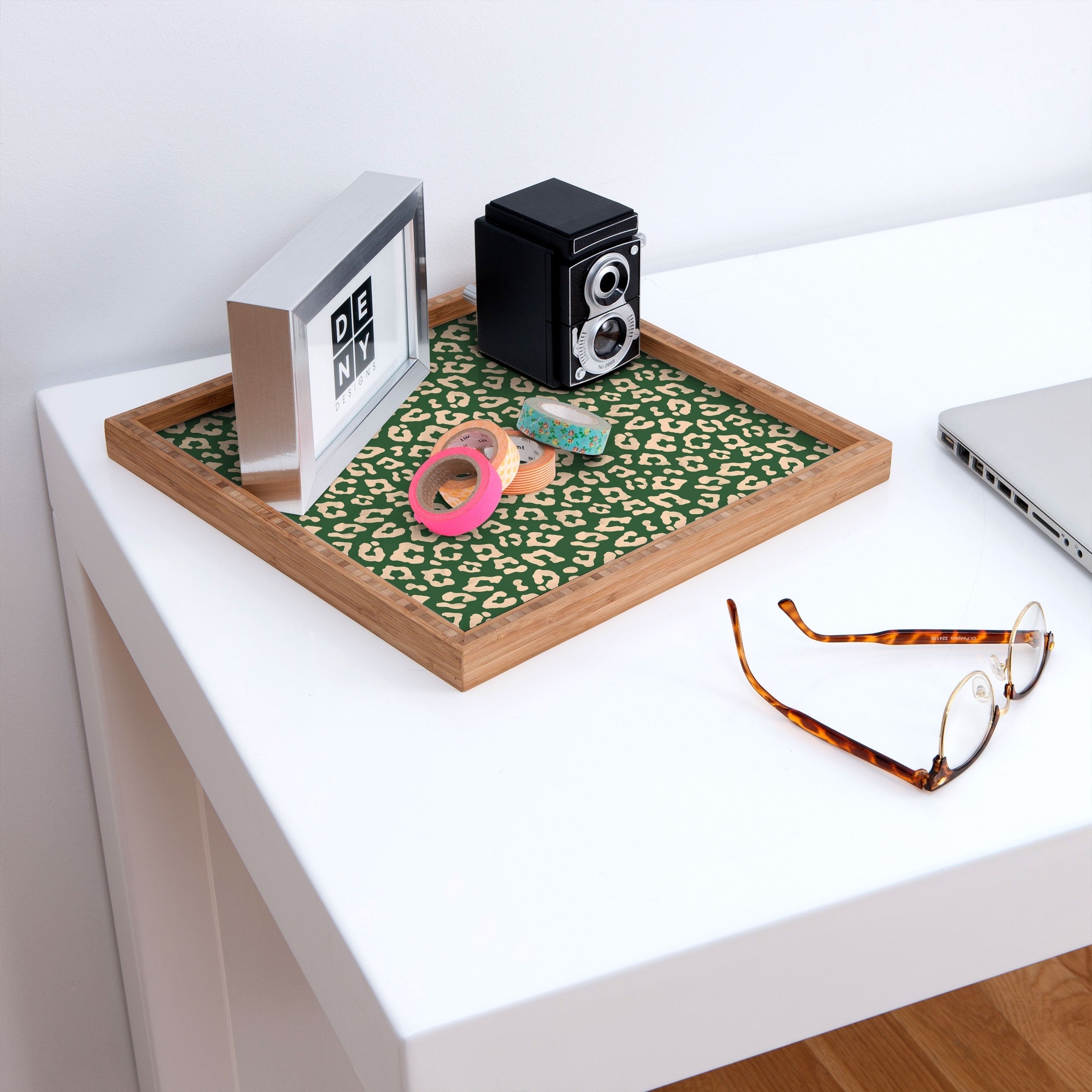 Avenie BR Cheetah Print In Green Square Tray