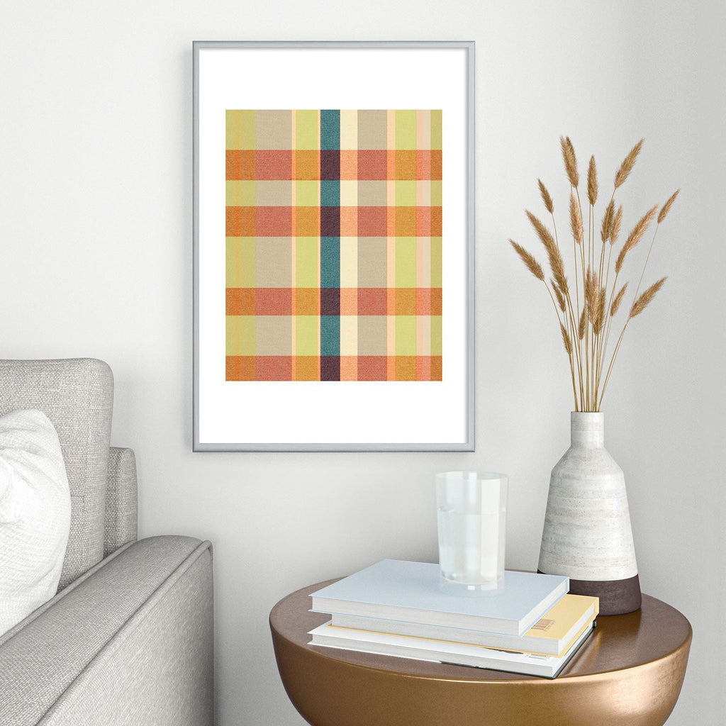 Marta Barragan Camarasa Retro Picnic Plaid Warm Tones Metal Framed Art Print