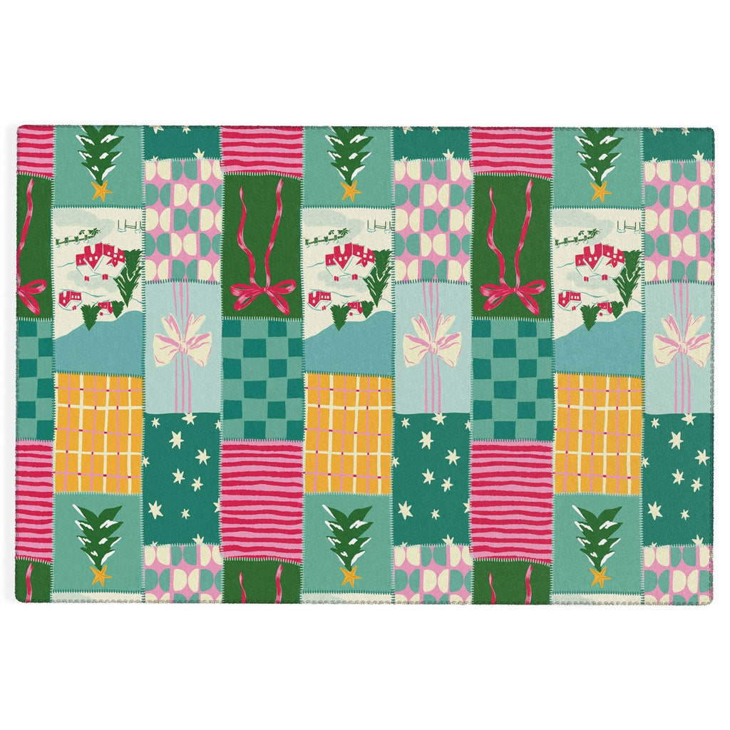 LouBruzzoni Cozy Christmas Patchwork Outdoor Rug
