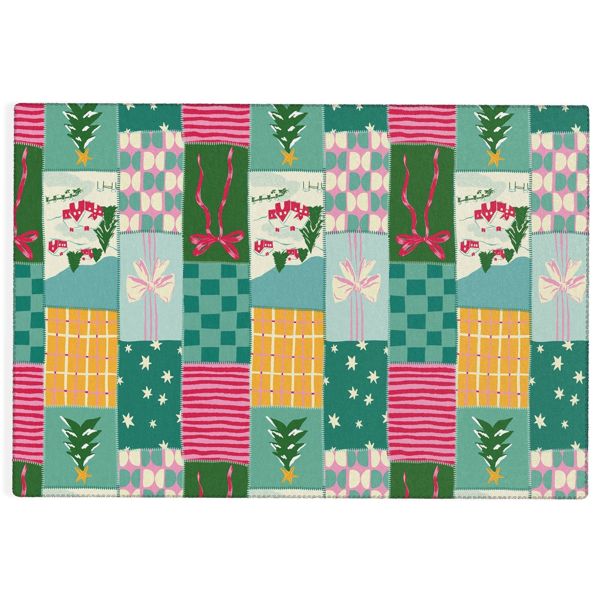 LouBruzzoni Cozy Christmas Patchwork Outdoor Rug
