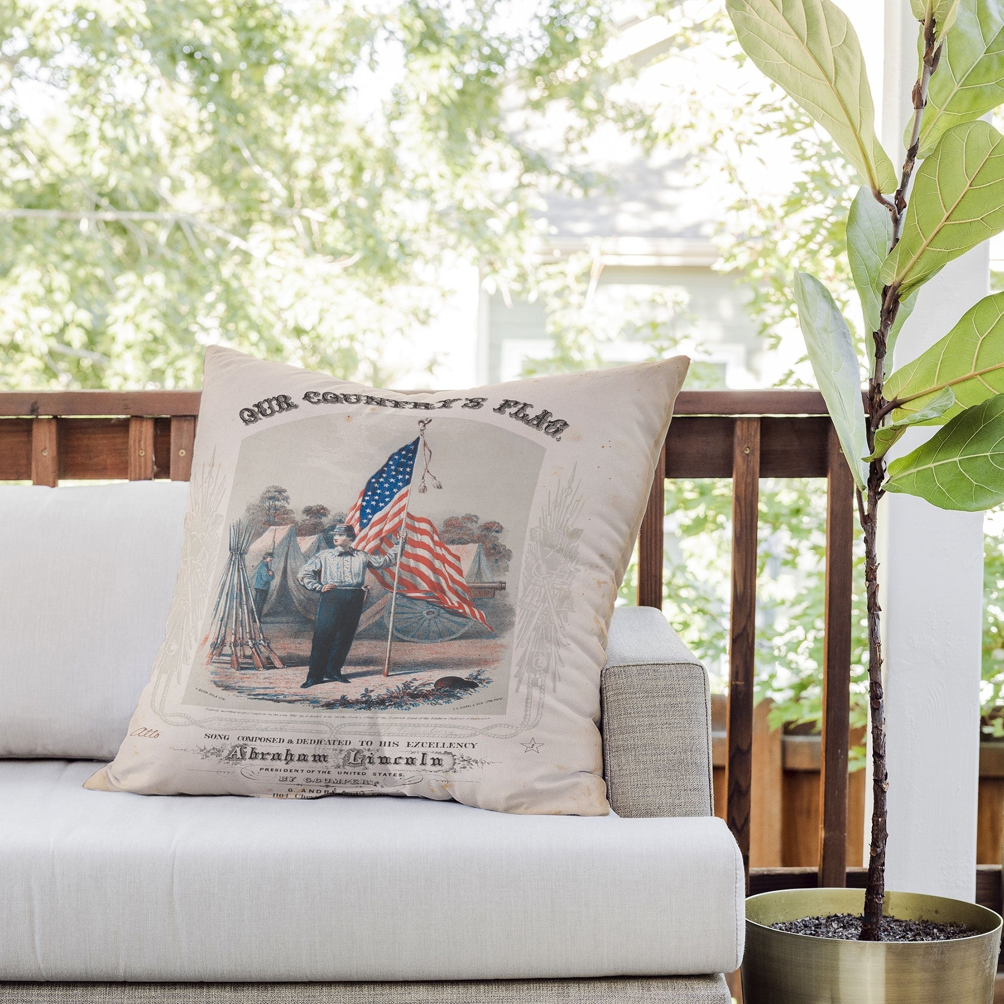 DENY Designs Our Country s Flag Outdoor Throw Pillow