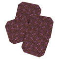 Little Om Pattern Shooting Stars plum Coaster Set