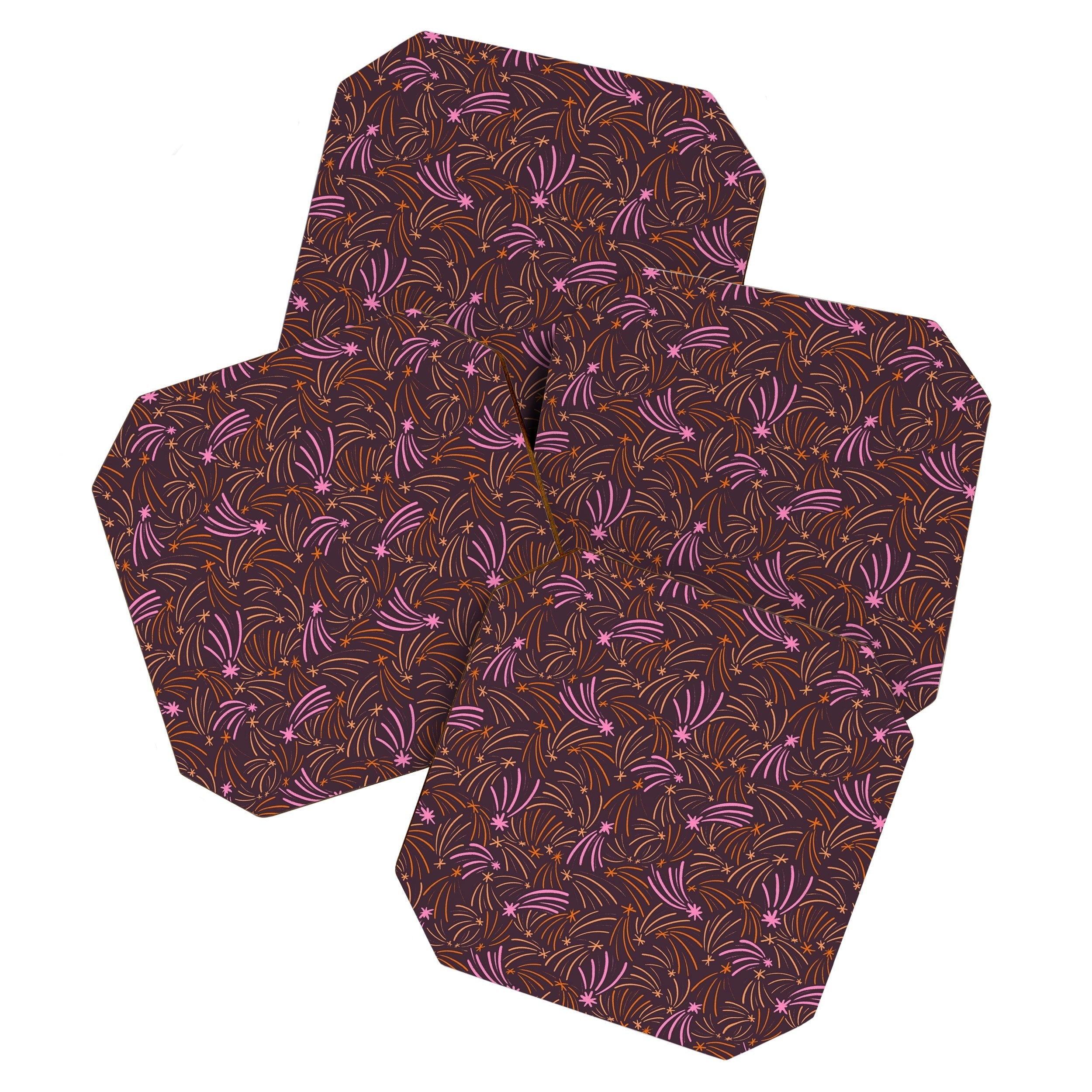 Little Om Pattern Shooting Stars plum Coaster Set