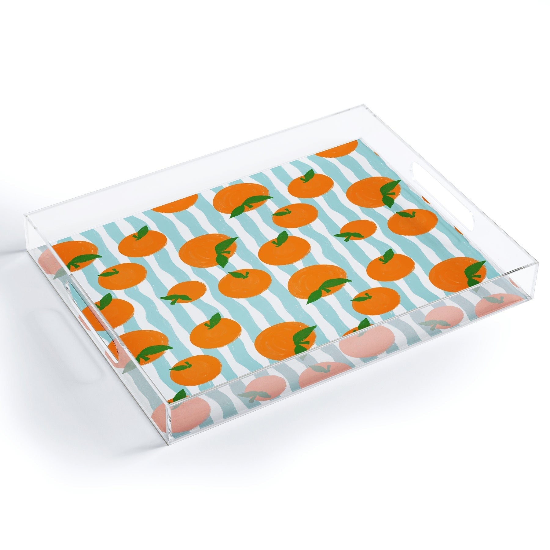 Design by Spark Zesty Oranges and Stripes Acrylic Tray