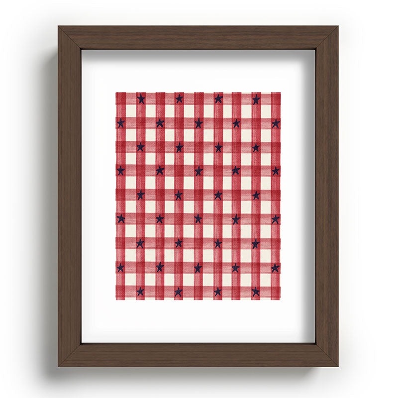 DENY Designs Red Gingham plus Stars Recessed Framing Rectangle