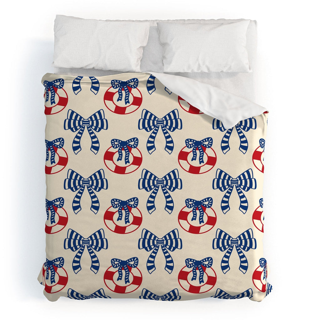Design by Spark Nautical Christmas Bows Duvet Cover