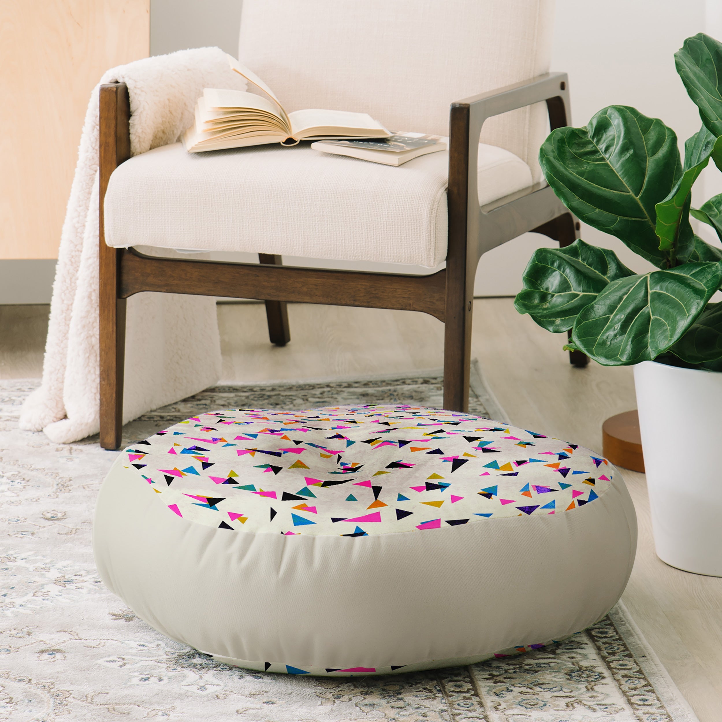 Georgiana Paraschiv Celebration Triangles Floor Pillow Round