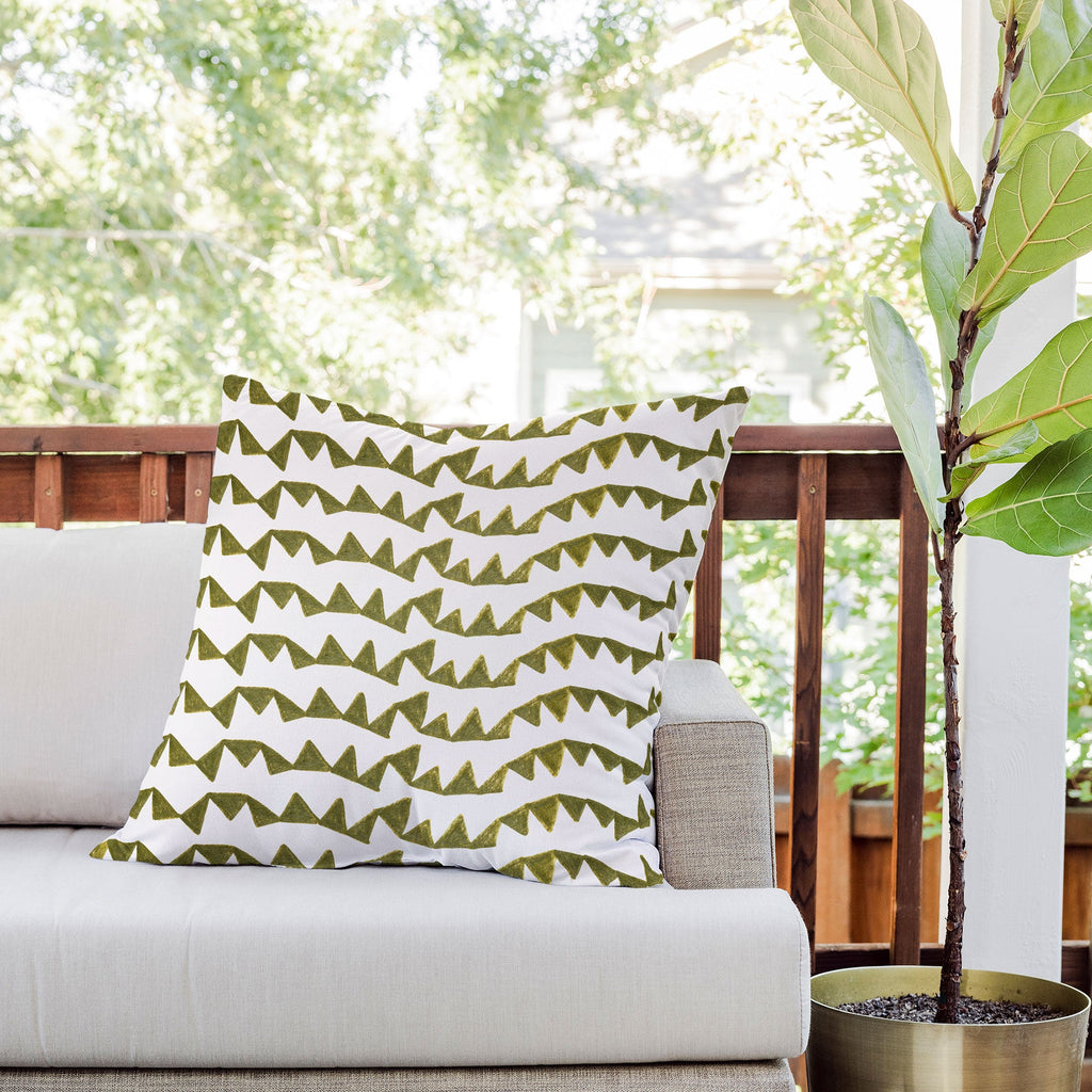 Georgiana Paraschiv Gold Triangle Pattern Outdoor Throw Pillow