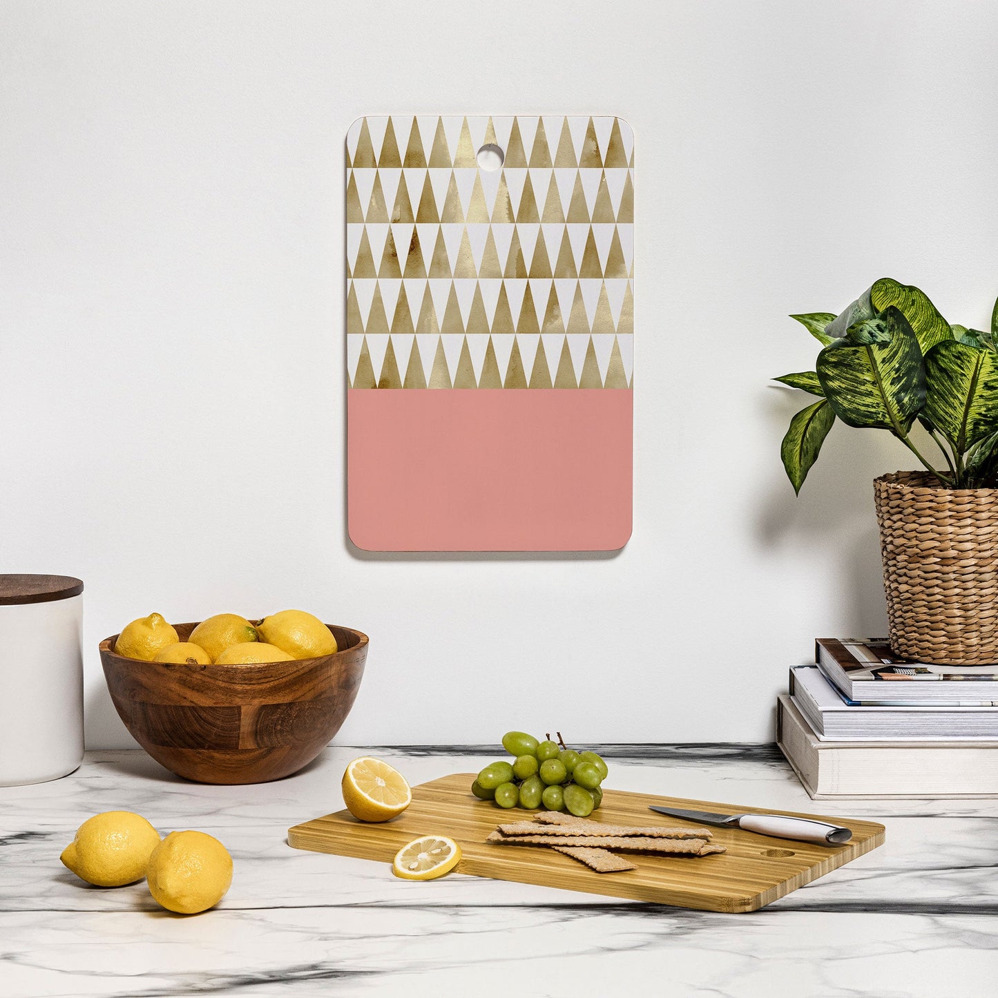 Georgiana Paraschiv Gold Triangles Cutting Board Rectangle