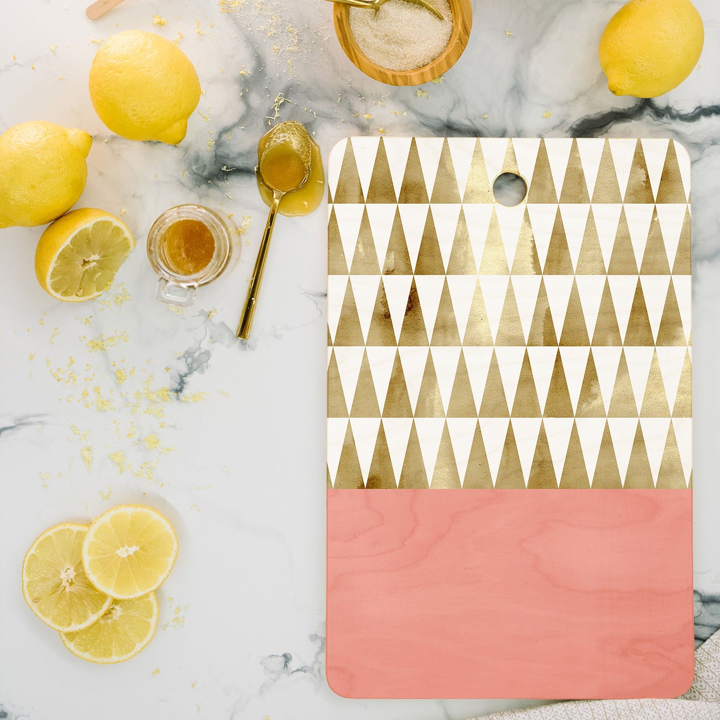 Georgiana Paraschiv Gold Triangles Cutting Board Rectangle