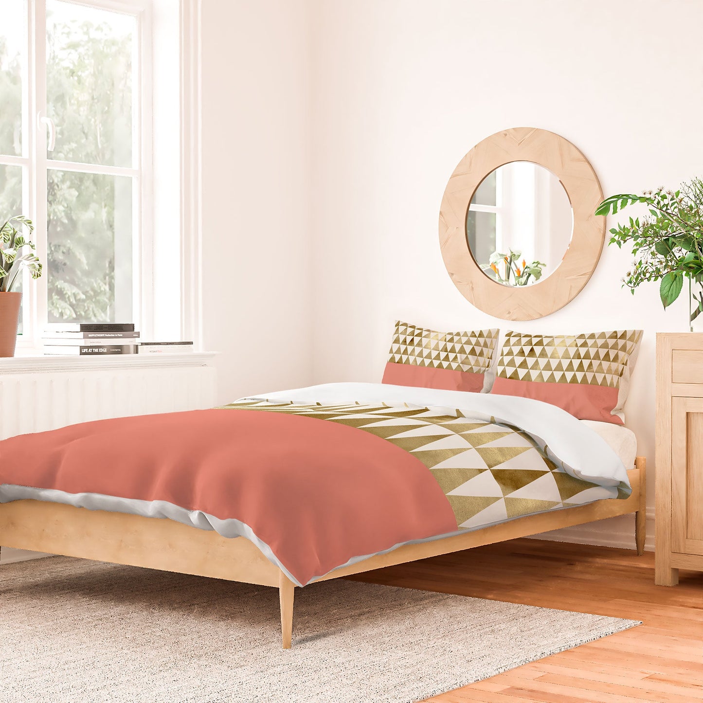 Georgiana Paraschiv Gold Triangles Duvet Cover