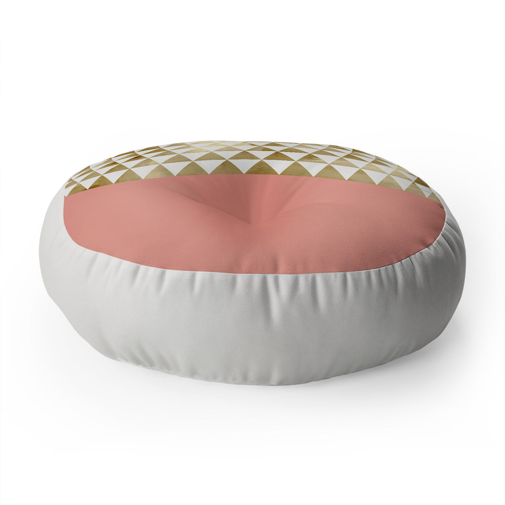 Georgiana Paraschiv Gold Triangles Floor Pillow Round