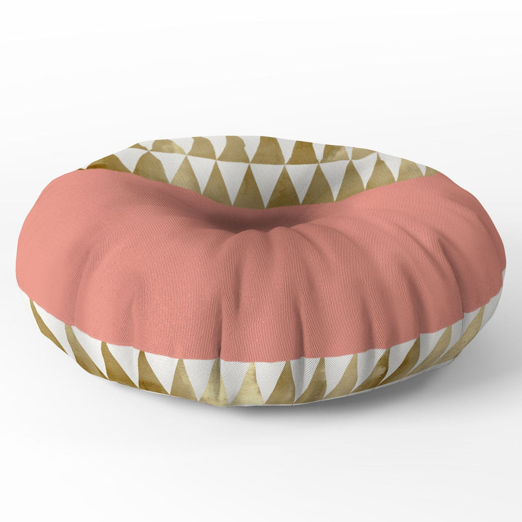 Georgiana Paraschiv Gold Triangles Floor Pillow Round