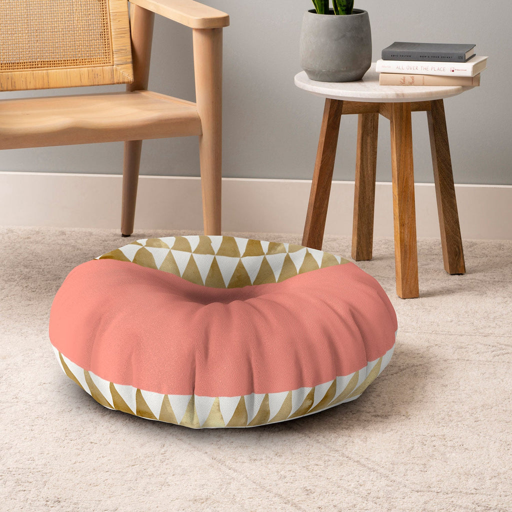 Georgiana Paraschiv Gold Triangles Floor Pillow Round