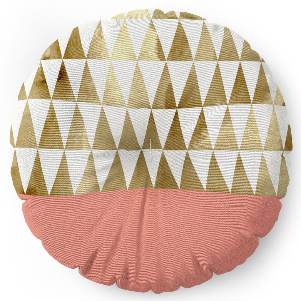 Georgiana Paraschiv Gold Triangles Floor Pillow Round