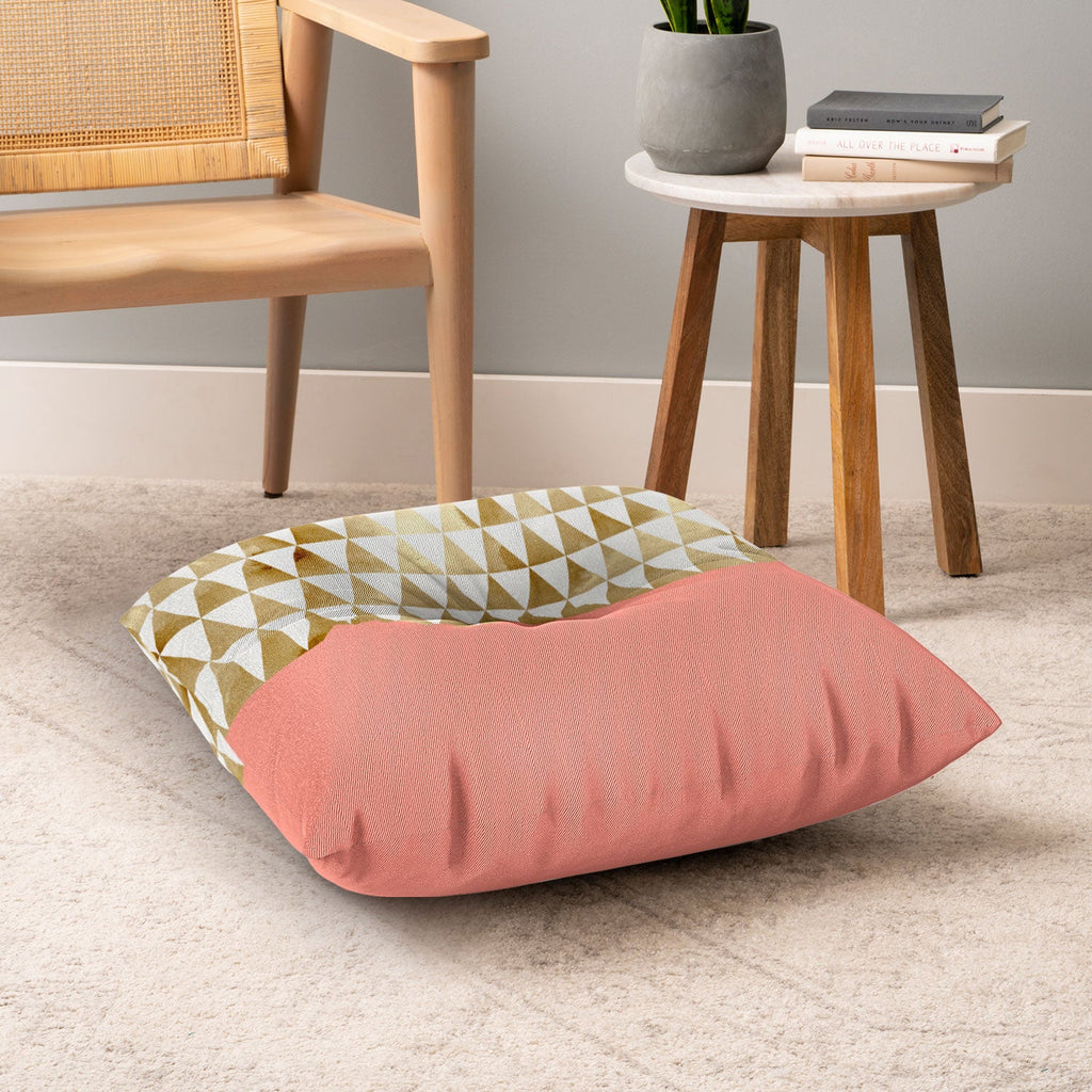 Georgiana Paraschiv Gold Triangles Floor Pillow Square