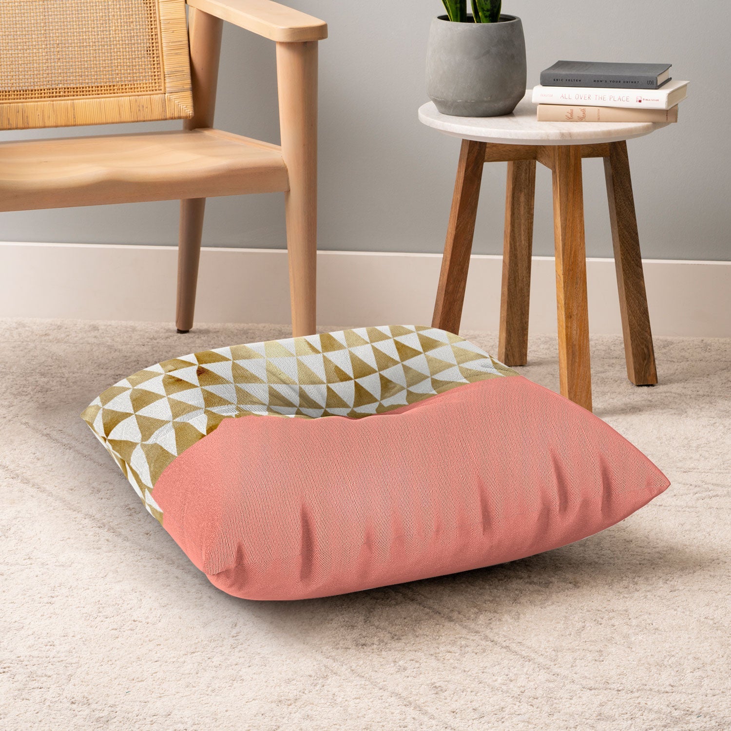 Georgiana Paraschiv Gold Triangles Floor Pillow Square