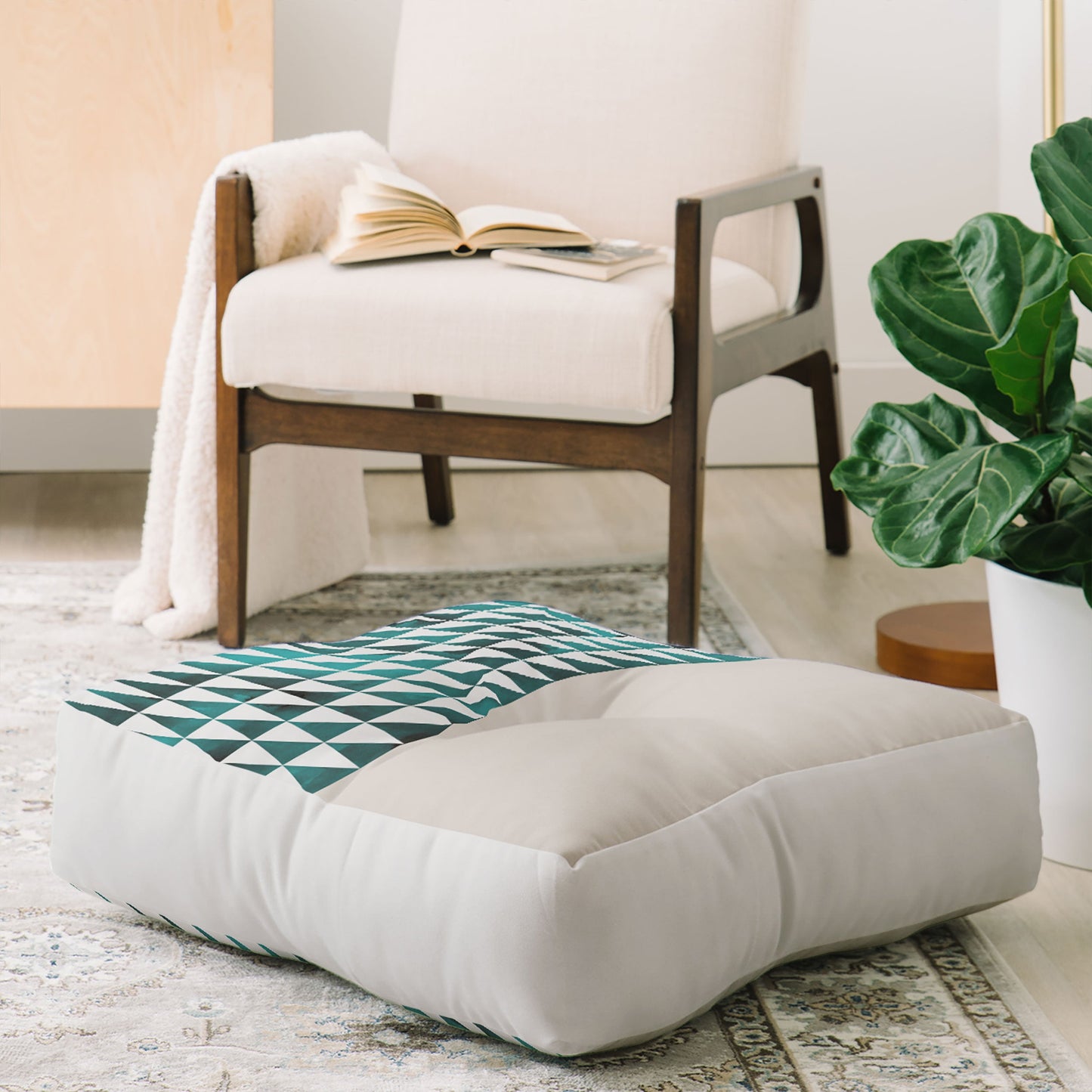 Georgiana Paraschiv Teal Triangles Floor Pillow Square