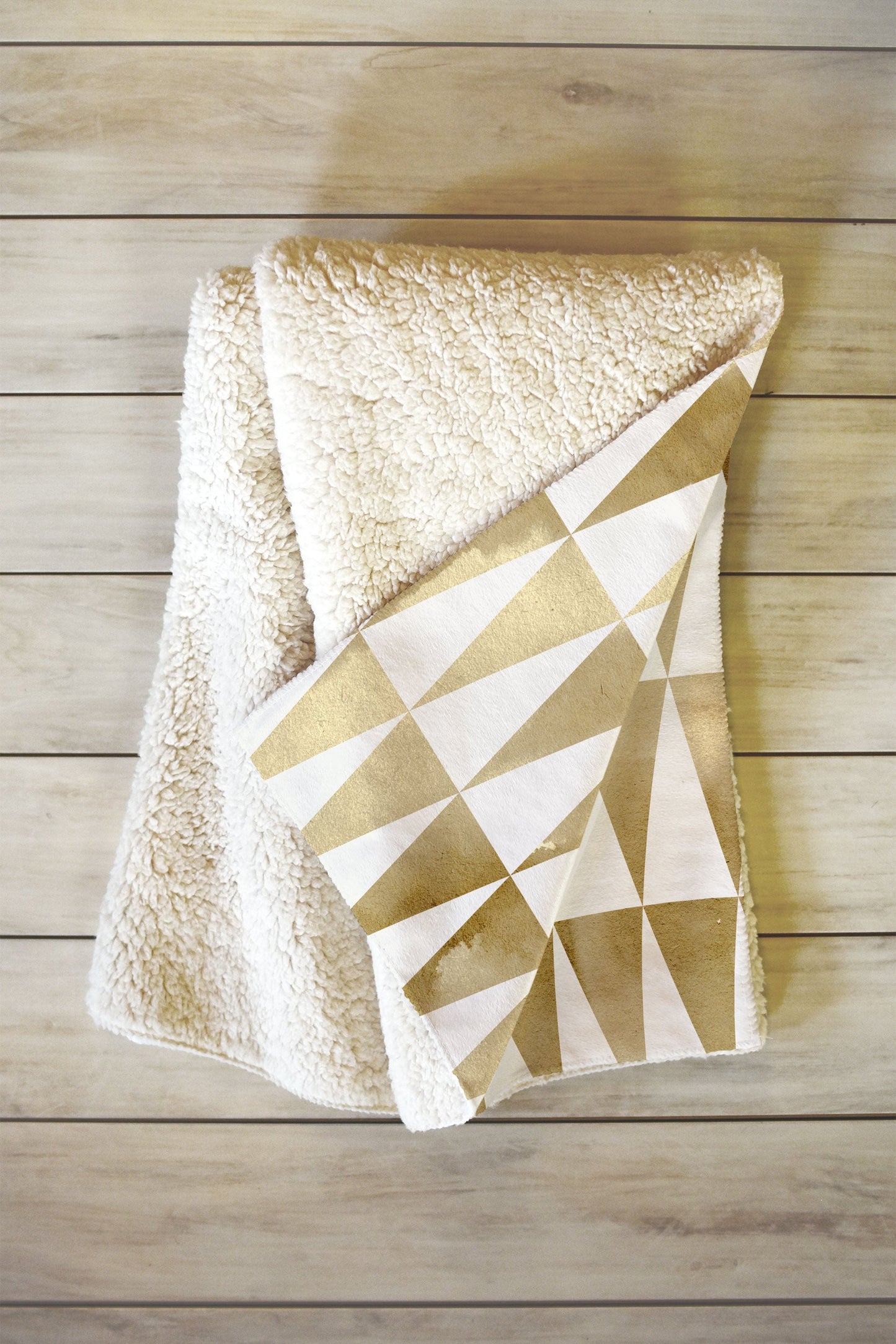Georgiana Paraschiv Triangle Pattern Gold Fleece Throw Blanket
