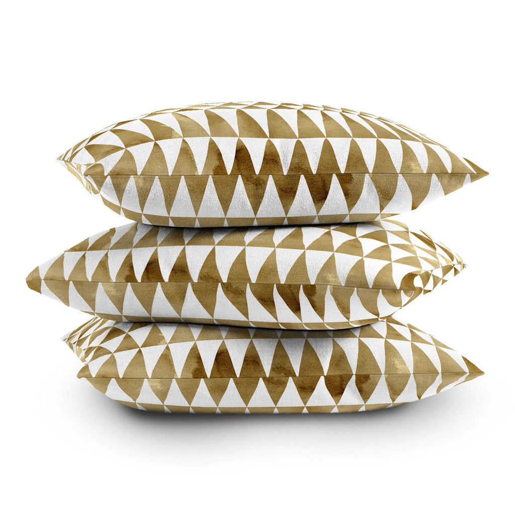 Georgiana Paraschiv Triangle Pattern Gold Outdoor Throw Pillow