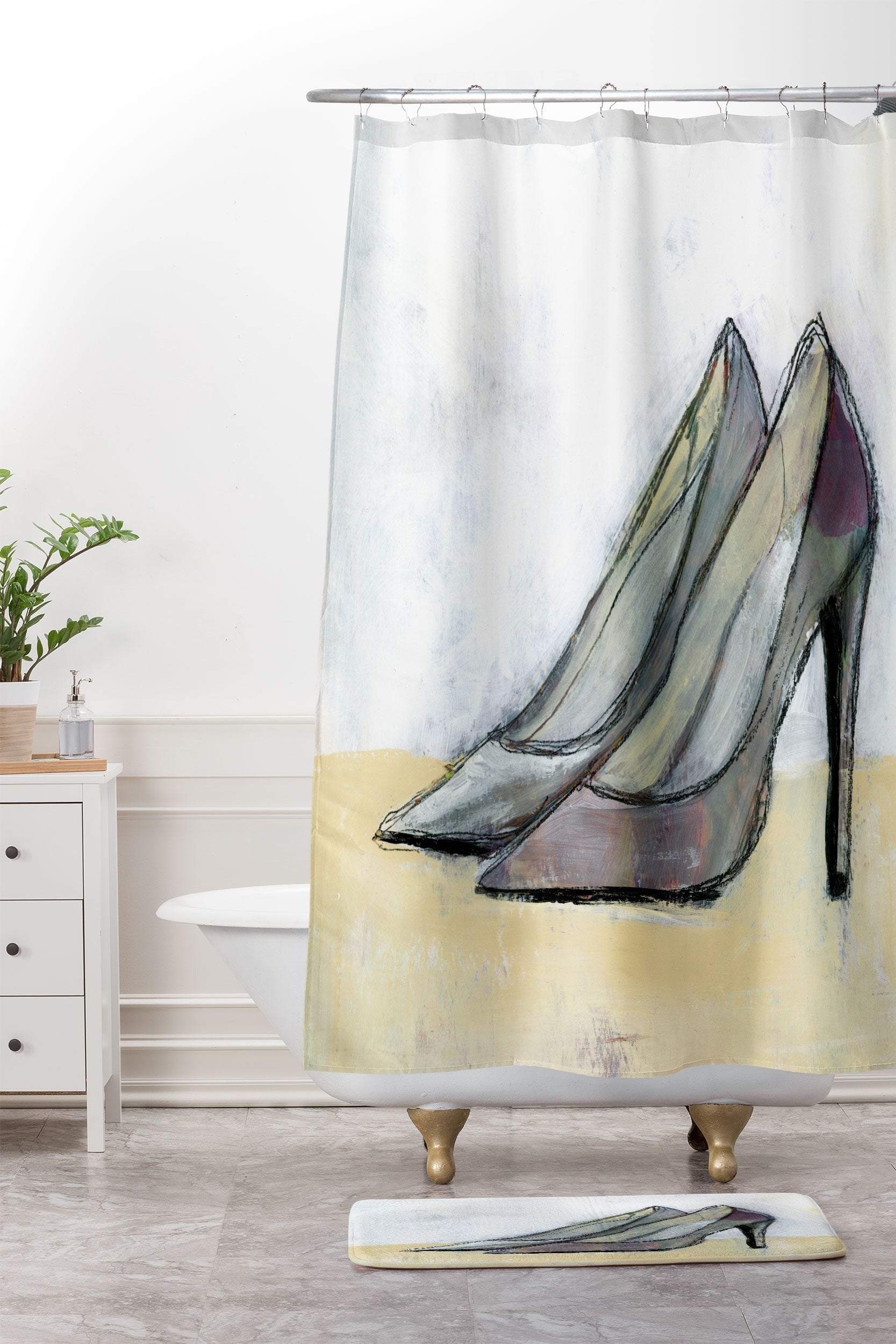 Sophia Buddenhagen Grey Stiletto Shower Curtain And Mat