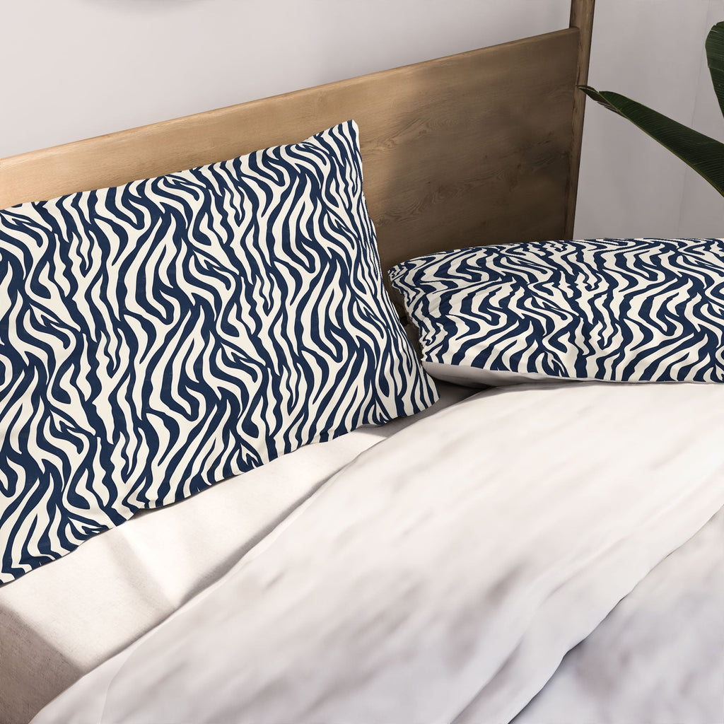 Avenie BR Navy Tiger Stripes Pillow Shams