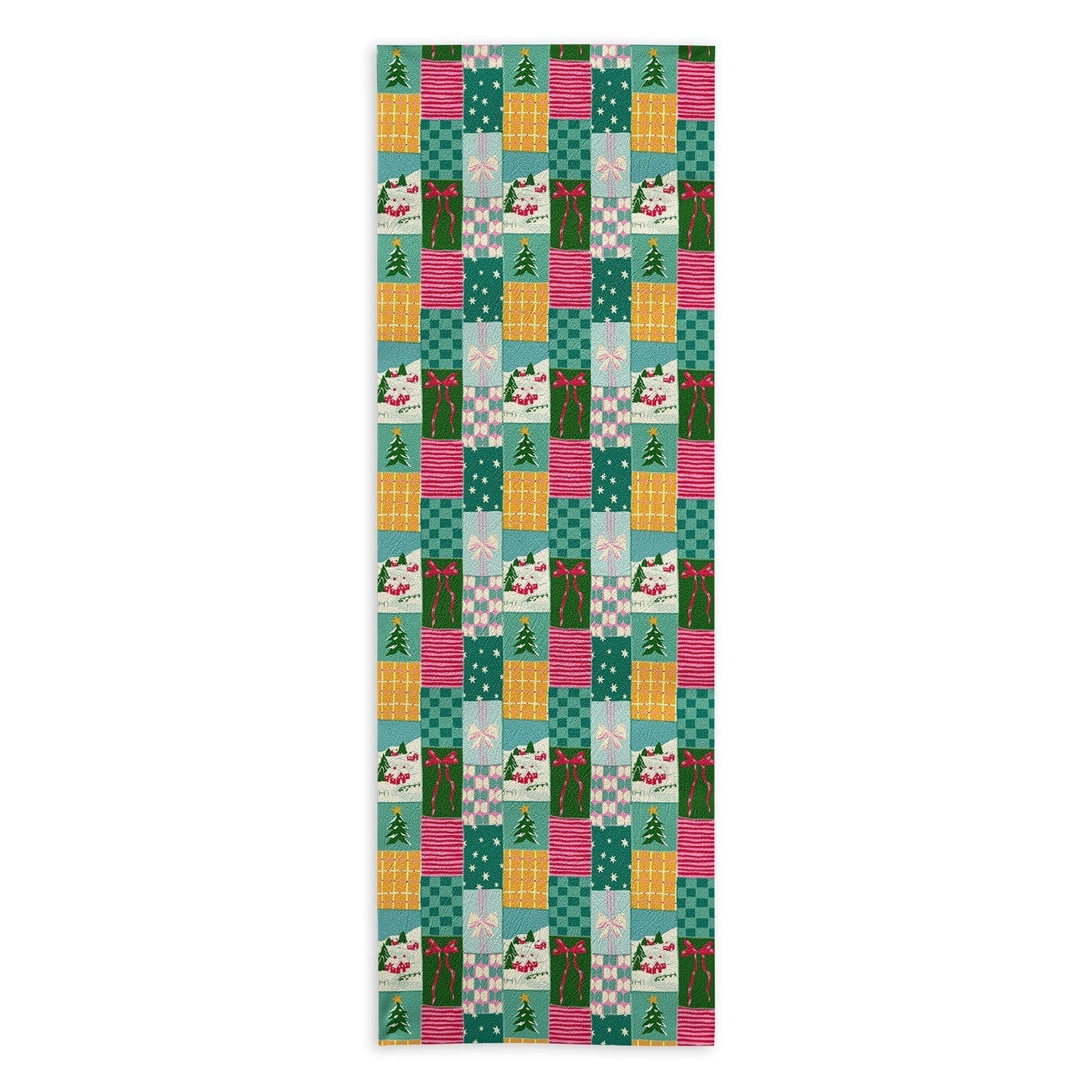 LouBruzzoni Cozy Christmas Patchwork Yoga Towel
