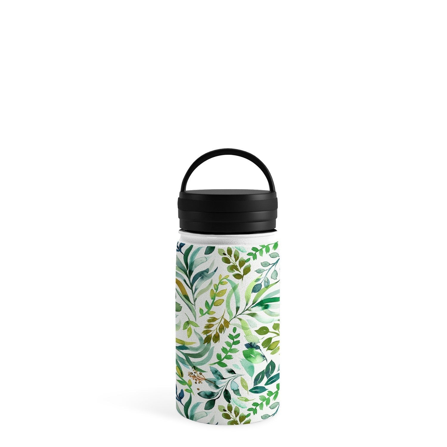 Ninola Design Botanic Retreat Loose Botanical Leaves Watercolor Green Water Bottle