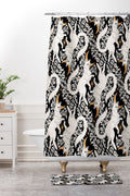 Avenie Celestial Cats Gold Shower Curtain And Mat