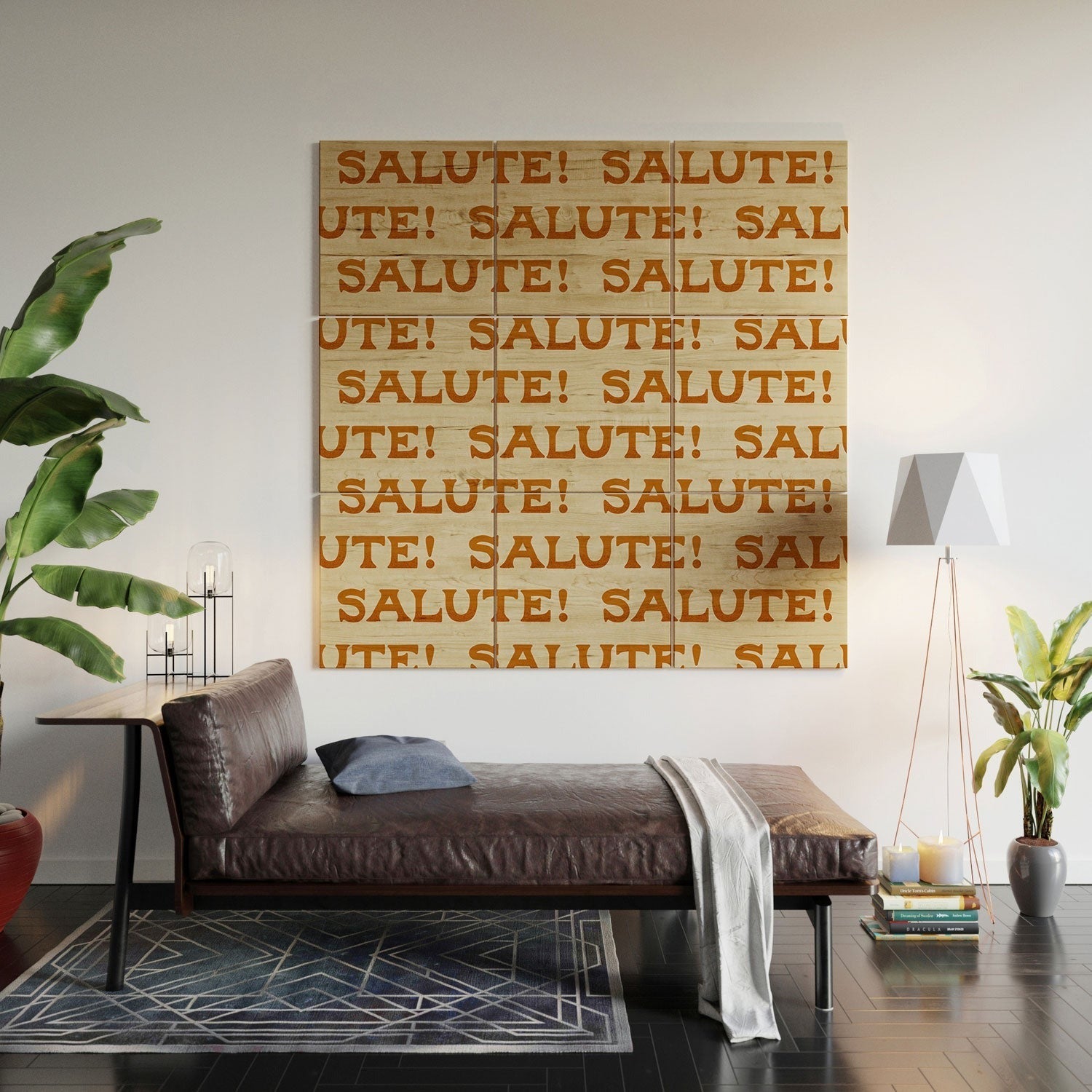 Jessica Molina Salute Gold Pattern on Cream Wood Wall Mural