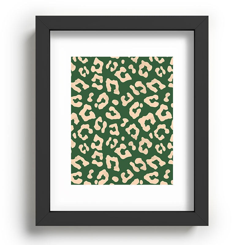 Avenie BR Cheetah Print In Green Recessed Framing Rectangle