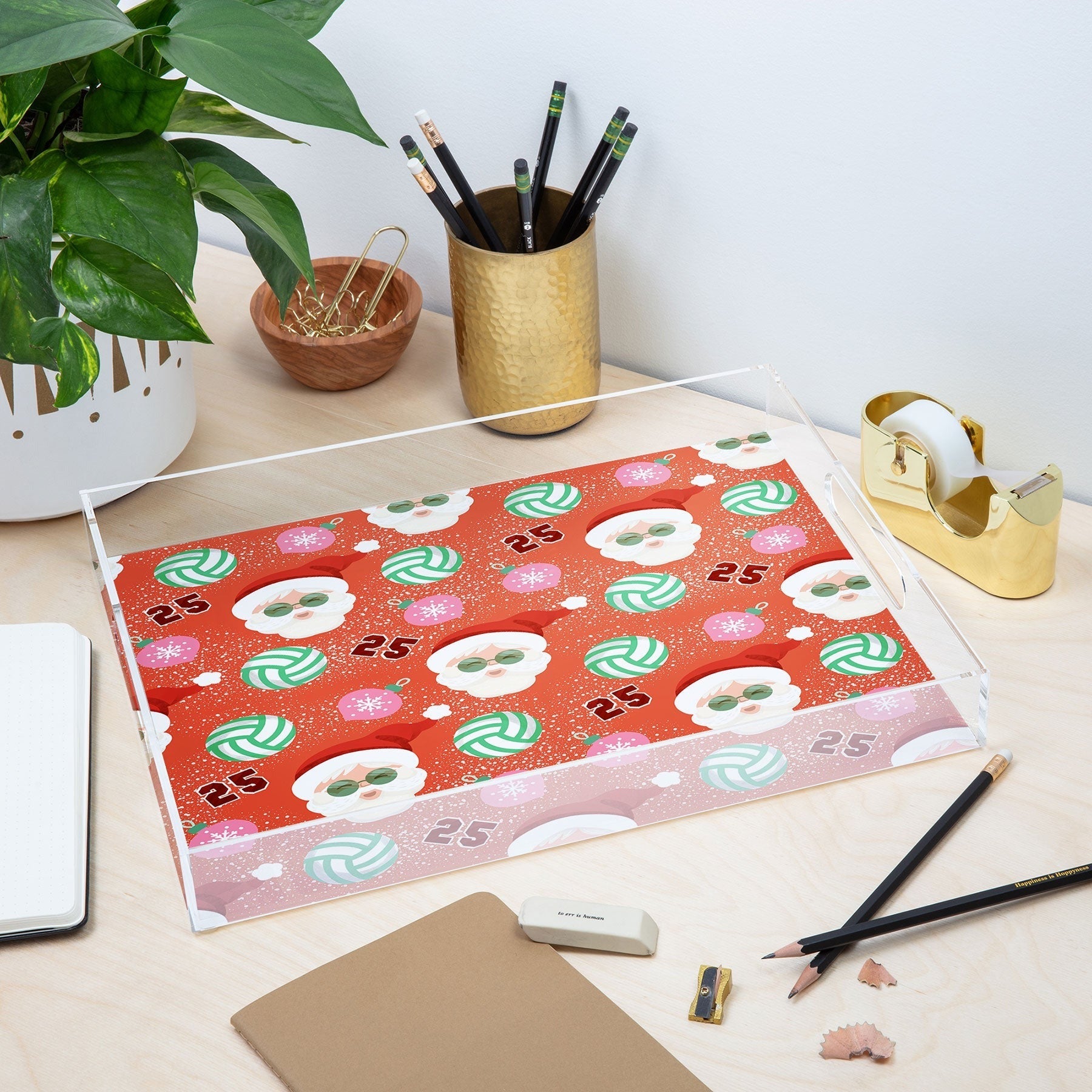 Design by Spark Sporty Volleyball Santa Acrylic Tray