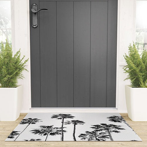 Gal Design Black And White Palms Welcome Mat