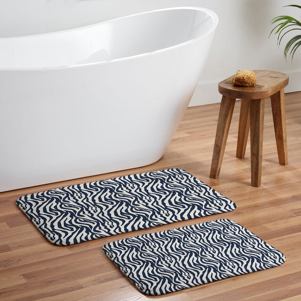 Avenie BR Navy Tiger Stripes Memory Foam Bath Mat