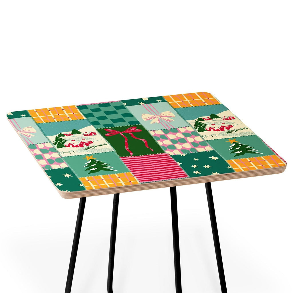 LouBruzzoni Cozy Christmas Patchwork Side Table