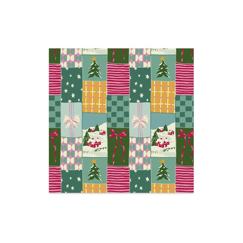 LouBruzzoni Cozy Christmas Patchwork Art Print