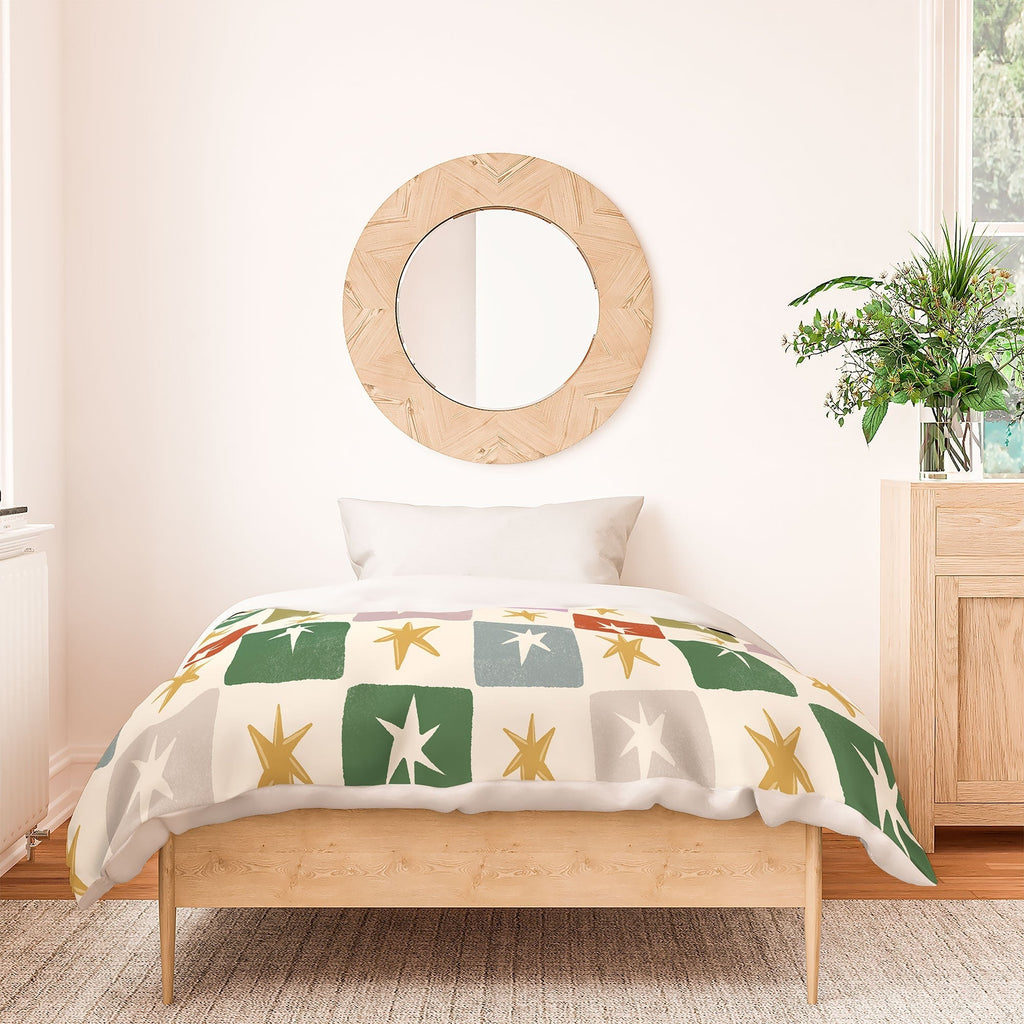 LouBruzzoni Retro Star Block Pattern Duvet Cover