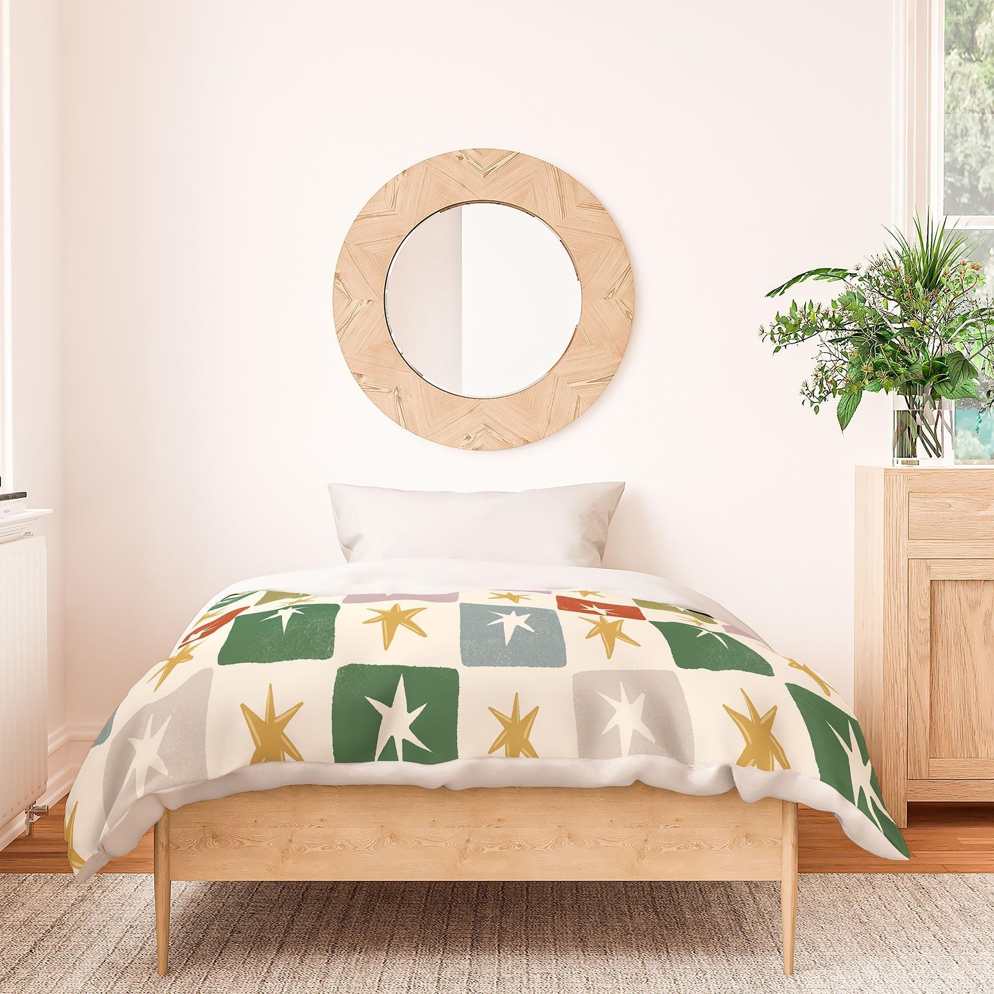 LouBruzzoni Retro Star Block Pattern Duvet Cover
