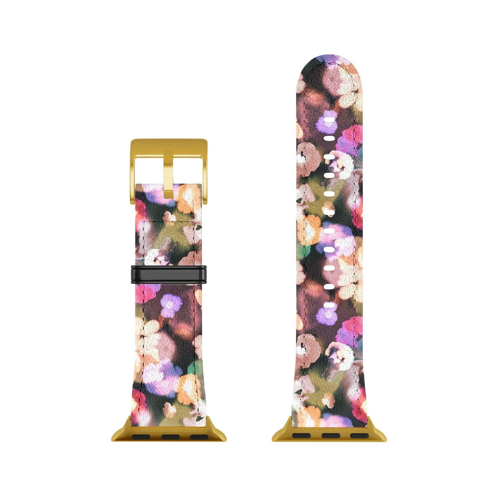 Ninola Design Botanic Retreat Ombre Abstract Watercolor Flowers Pink gold Apple Watch Band