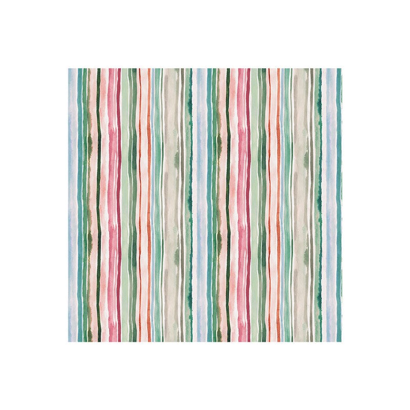 Ninola Design Botanic Retreat Watercolor Stripes Green Orange Red Art Print